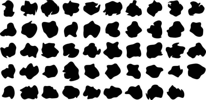 Hand Drawn Organic Shapes Liquid and fluid shape Black symbol Set 50 vector
