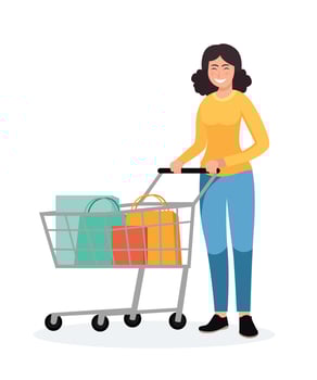 people shopping. woman with shopping bags illustration vector