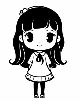 Black and White Anime Girl vector