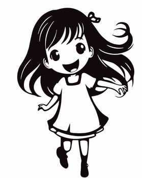 Cheerful Girl Skipping vector