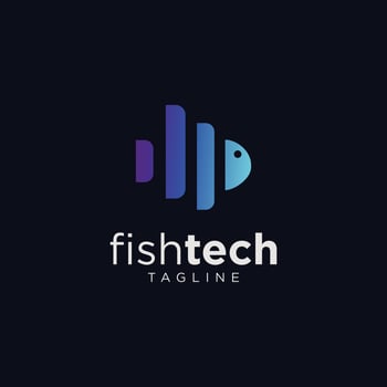 Logo fish tech gradient colorful style vector