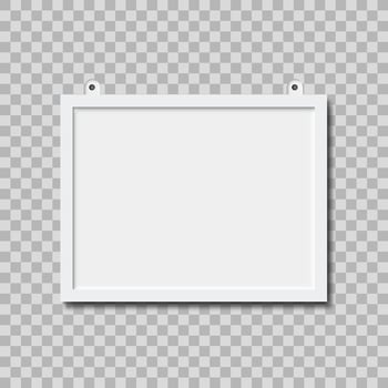 Realistic landscape photo frame template. Empty white picture frame mockup template vector