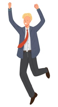 Vector illustration of happy businessman jumping