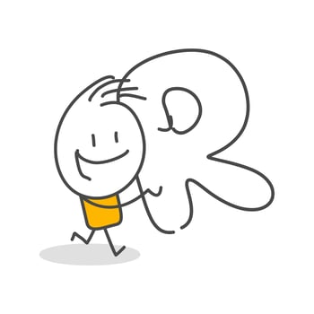 Stick figures. Alphabet. Hand drawn doodle line art cartoon design character. vector