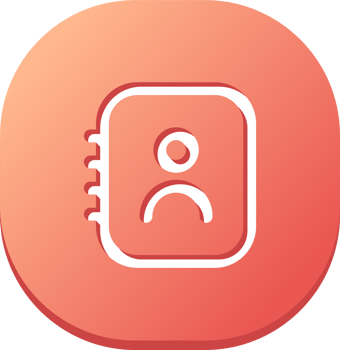 Contact icon in flat design style. Adress book or phone book signs illustration. png
