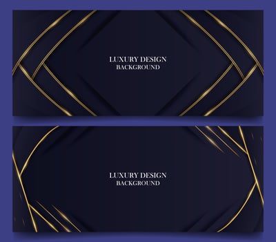 set blue luxury abstract with gold line background vector. luxury elegant theme design vector