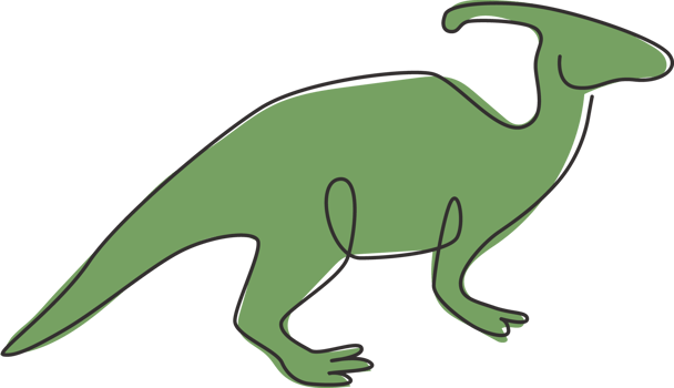 One single line drawing of aggressive parasaurolophus for logo identity. Dino animal mascot concept for prehistoric theme park icon. Modern continuous line draw design graphic vector illustration png