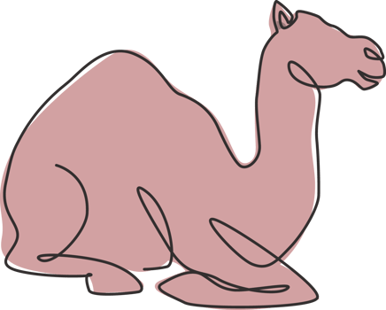 Single continuous line drawing of strong desert Arabic camel sitting for logo identity. Cute dromedary animal concept for national zoo icon. Dynamic one line draw design graphic illustration png