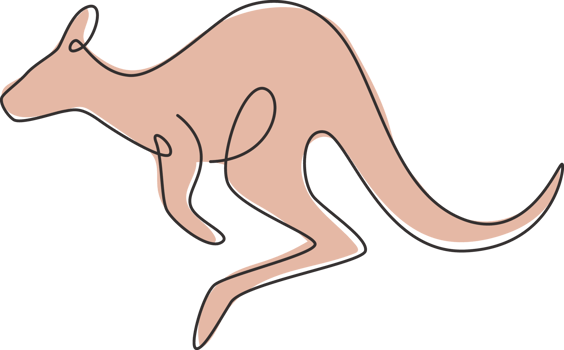 Single continuous line drawing of adorable jumping kangaroo for national zoo logo identity. Australian animal mascot concept for travel tourism campaign icon. One line draw design vector illustration png