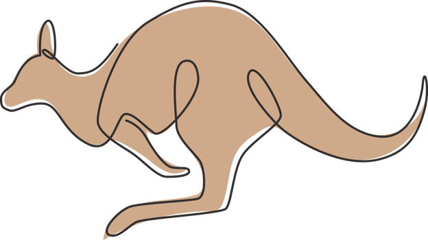 One single line drawing of cute jumping kangaroo for business logo identity. Wallaby animal from Australia mascot concept for company icon. Continuous line draw design vector graphic illustration png