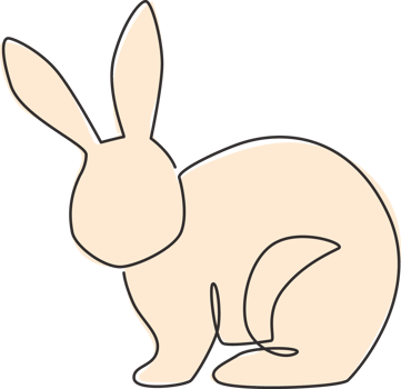 One single line drawing of cute standing rabbit for brand business logo identity. Adorable bunny animal mascot concept for breeding farm icon. Continuous line draw design graphic vector illustration png