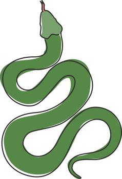 Single continuous line drawing of venomous snake for business logo identity. Deadly black mamba mascot concept for company brand icon. Modern one line draw design graphic vector illustration png