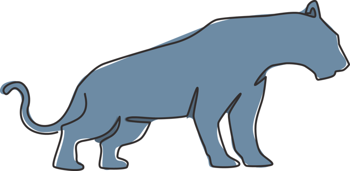 Single continuous line drawing of elegant leopard for hunter team logo identity. Dangerous jaguar mammal animal mascot concept for sport club. Modern one line draw vector design graphic illustration png