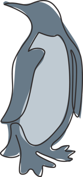 One continuous line drawing of funny penguin for kids toy company logo identity. South pole bird mascot concept for conservation national park. Single line draw graphic design vector illustration png