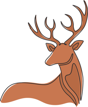 Single continuous line drawing of elegance cute deer for national zoo logo identity. Luxury buck mascot concept for animal hunting club. Modern one line graphic vector draw design illustration png