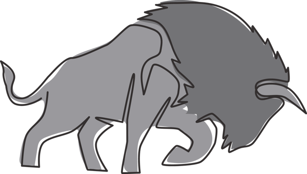 One single line drawing of healthy organic american bison for livestock cattle logo identity. Big buffalo mascot concept for canned meat food. Dynamic one line vector graphic draw design illustration png