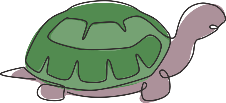 One single line drawing of big land tortoise for social company logo identity. Adorable creature reptile animal mascot concept for conservation foundation. Continuous line draw design illustration png