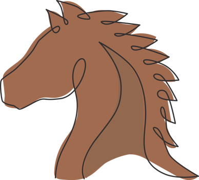 One continuous line drawing of luxury elegance horse for corporation logo identity. Strong equine head mammal animal symbol concept. Dynamic single line vector graphic draw design illustration png