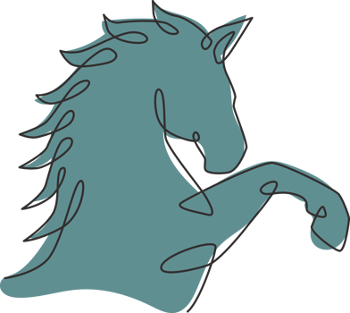 Single continuous line drawing of elegant horse head for company logo identity. Jumping strong mustang mammal animal icon concept. Trendy one line draw vector graphic design illustration png