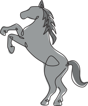 One single line drawing of elegance jumping horse for company logo identity. Pony horse wild mammal animal symbol concept. Dynamic continuous line draw graphic vector design illustration png