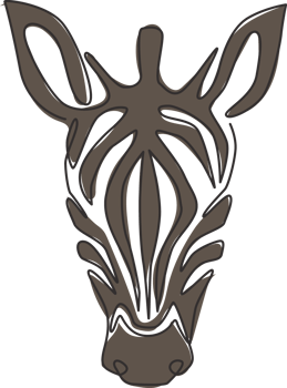 Single continuous line drawing of elegant zebra company logo identity. Horse with stripes mammal animal concept for national park safari zoo mascot. Modern one line draw design graphic illustration png