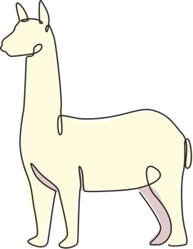 One continuous line drawing of elegant llama for company logo identity. Business icon concept from mammal animal shape. Trendy single line draw vector design graphic illustration png
