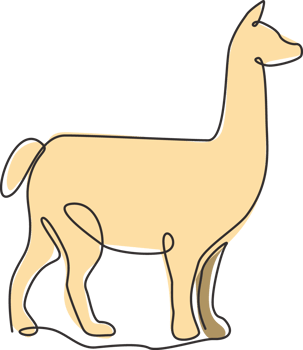 Single continuous line drawing of adorable llama for corporation logo identity. Company icon concept from mammal animal shape. Dynamic one line draw vector design graphic illustration png