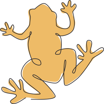 One single line drawing of cute frog for company logo identity. Amphibian animal icon concept. Trendy continuous line draw vector design graphic illustration png