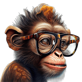 Colorful monkey ape artwork illustration t-shirt design, transparent background, png
