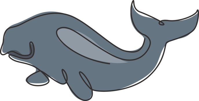 Single continuous line drawing of adorable dugong for marine company logo identity. Sea cow mascot concept for sea world show icon. Modern one line draw design vector graphic illustration png