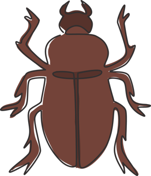 Single continuous line drawing of adorable beetle for company logo identity. Tiny bug mascot concept for insect lover club icon. Modern one line draw design graphic vector illustration png