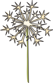 One continuous line drawing of beauty fresh taraxacum for home decor wall art poster print. Printable decorative dandelion flower for green park. Modern single line draw design vector illustration png