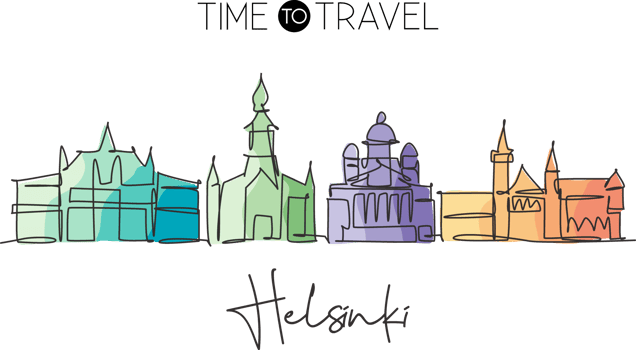 One continuous line drawing of Helsinki city skyline, Finland. Beautiful landmark. World landscape tourism travel vacation poster. Editable stylish stroke single line draw design vector illustration png