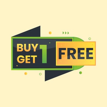 colorful buy 1 get 1 free promotional banner design vector