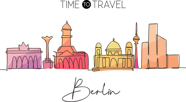 Single continuous line drawing of Berlin city skyline. Famous city skyscraper landscape. World travel postcard home decor wall art poster print concept. Modern one line draw design vector illustration png