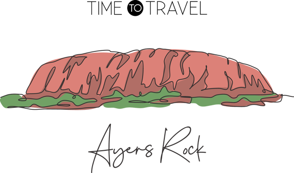 Single continuous line drawing Ayers Rock landmark. Most beautiful natural place in Uluru Australia. Digital postcard home decor wall art poster print. Modern one line draw design vector illustration png