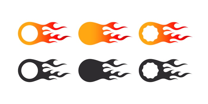 Fire flames. Fire flames, bright fireballs. Red fiery flames. Vector scalable graphics