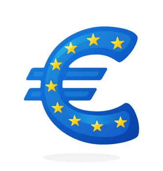 Flat illustration of the euro symbol in the colors of the national flag vector
