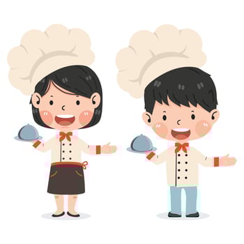 Happy Cute Kid In Chef Costume vector