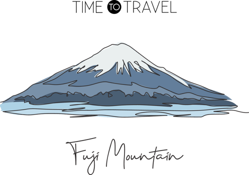 One single line drawing beautiful Mt. Fuji San landmark. World place in Honshu Japan. Tourism travel postcard home wall decor art poster concept. Modern continuous line draw design vector illustration png