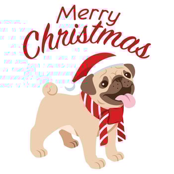 cute pug dog celebrating the christmas vector