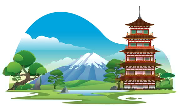 japan pagoda with beautiful background scenery vector