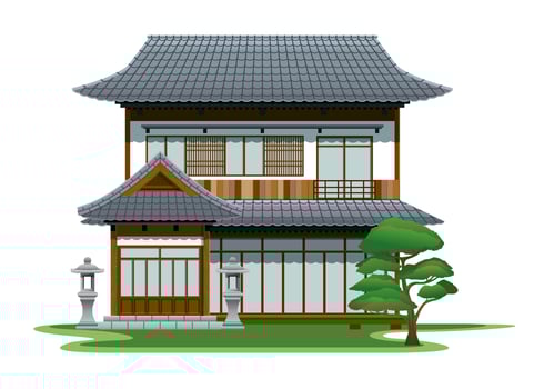 traditional two floors japan house vector