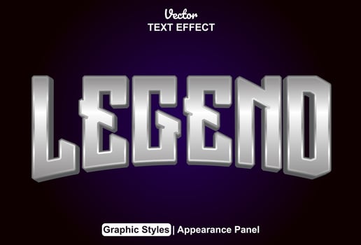 legend text effect with silver color graphic style and editable. vector