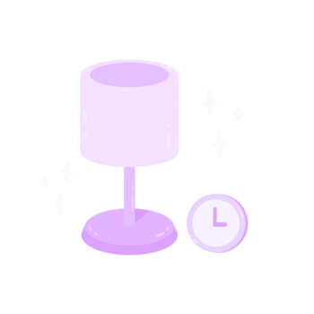 Cute pastel purple desk lamp sticker about bedroom stationary png
