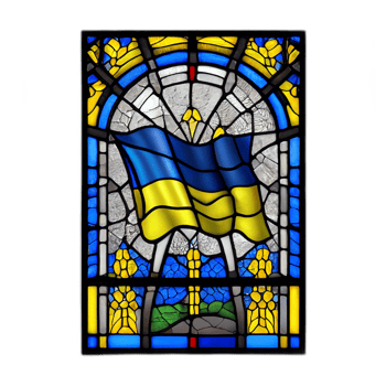 Ukraine flag artwork stained glass, patriot illustration design, ukrainian patriotism flags, png