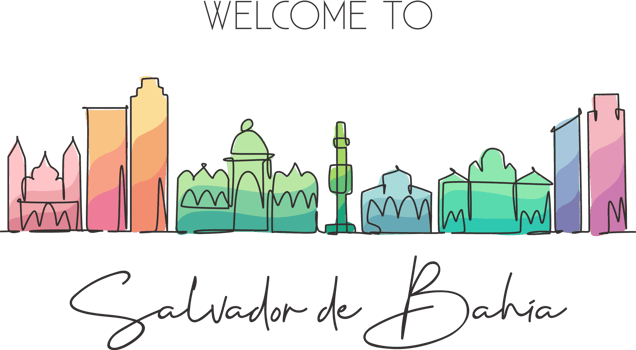 One continuous line drawing of Salvador de Bahia city skyline, Brazil. Beautiful landmark wall decor poster print. World landscape tourism travel. Stylish single line draw design vector illustration png