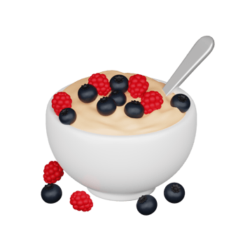 Oatmeal with berries 3d breakfast icon png