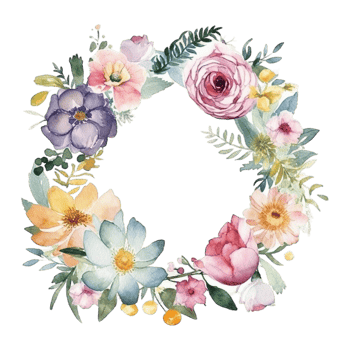 Spring flower wreath watercolor png