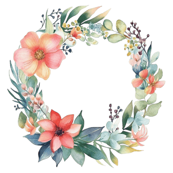 Spring flower wreath watercolor png